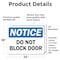Signmission OSHA Notice Decal - Do Not Block Door, 24 in W x Rectangle, Vinyl Decal OS-2PACK-NS-D-1824-L-19530 - alternate 3